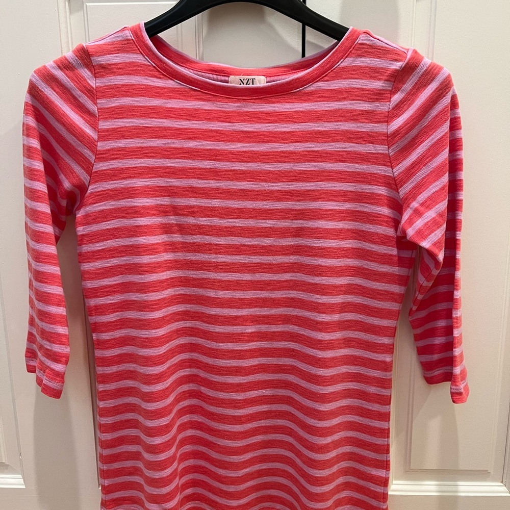 NIC+ZOE Coral and Light Pink Short Sleeve Tee